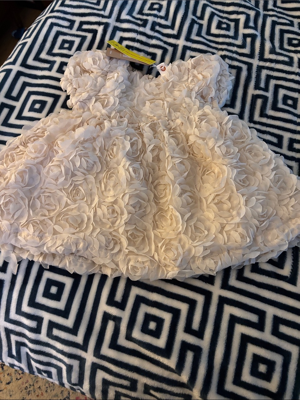 Girls Floral Rosette Formal Dress - Cream